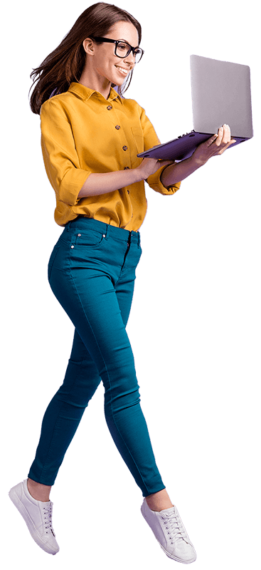 Woman working on a laptop