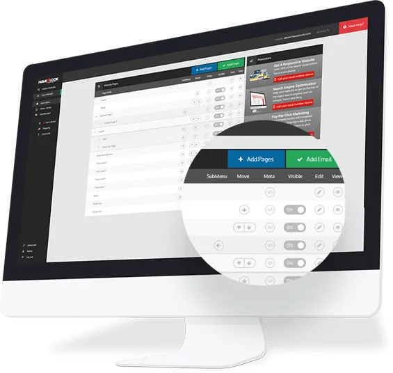CMS page list with features