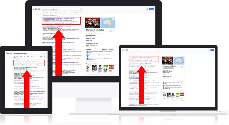 Image showing website at the top of Google
